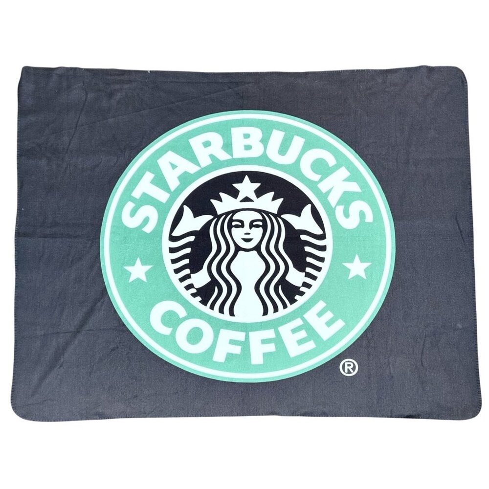 Vintage 1990's Starbucks Promotional Throw Blanket Large Logo 40" x 60"